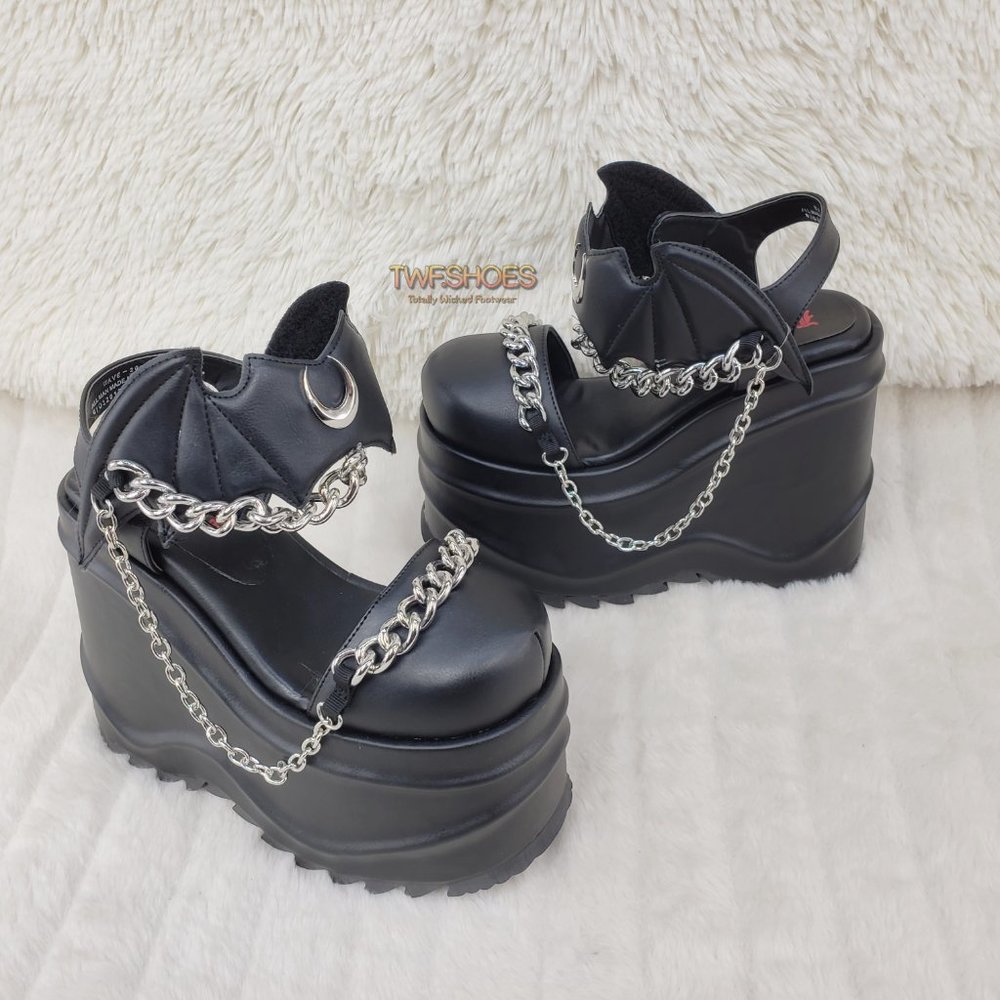 Wave 20 Platform Goth Punk Sandals Bat Closure - Picture 3 of 15